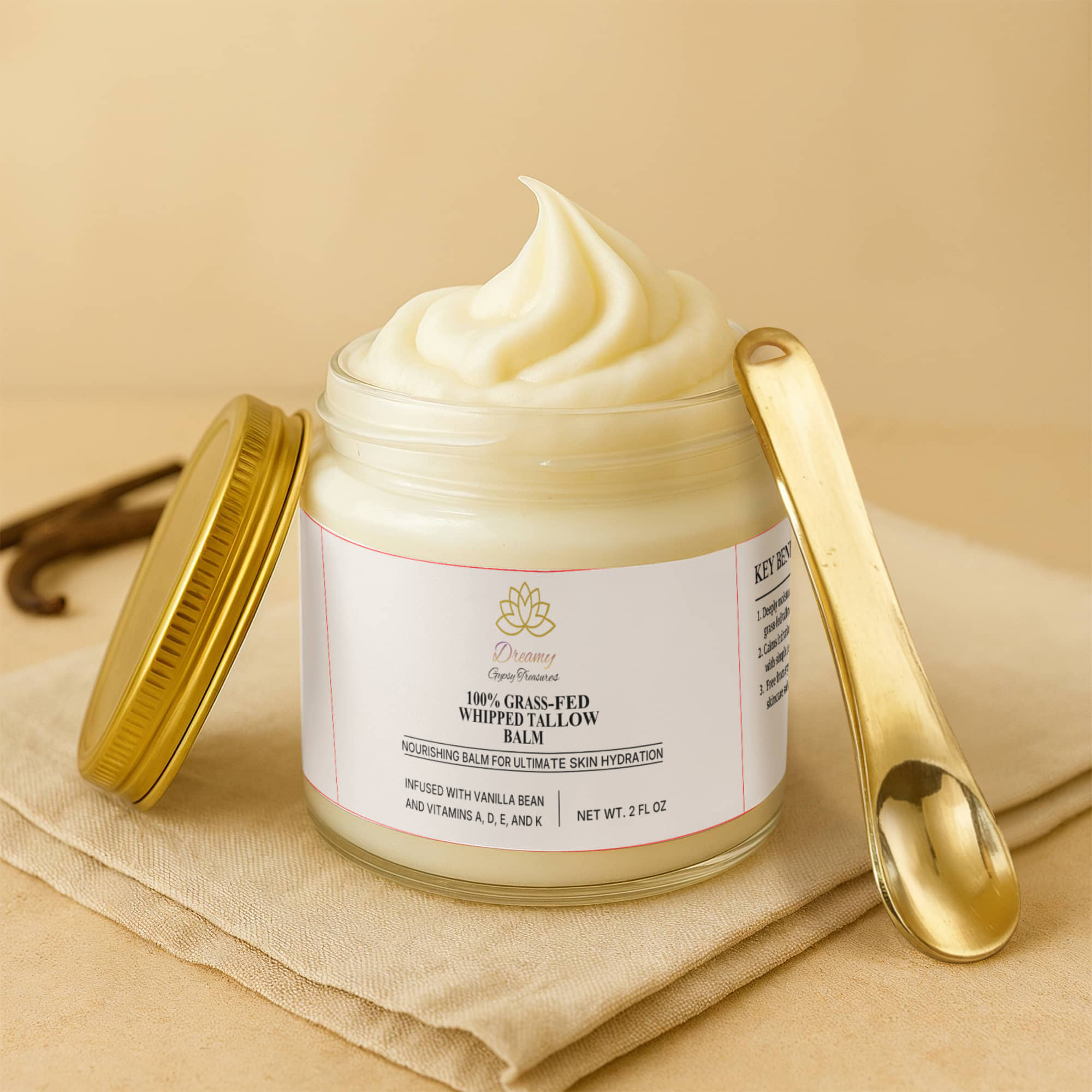 Whipped Grass-Fed Tallow Balm with Vanilla Bean
